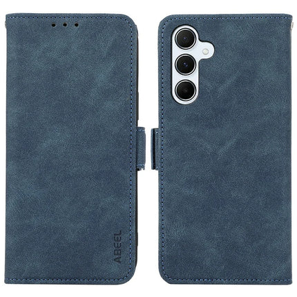 ABEEL For Samsung Galaxy A26 5G Case PU Leather Folio Stand View RFID Blocking Phone Cover - Blue