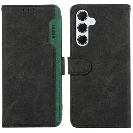 ABEEL For Samsung Galaxy A26 5G Case Color Splicing Leather Flip Phone Cover RFID Blocking - Black