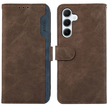 ABEEL For Samsung Galaxy A26 5G Case Color Splicing Leather Flip Phone Cover RFID Blocking - Brown