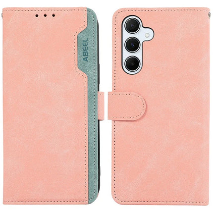 ABEEL For Samsung Galaxy A26 5G Case Color Splicing Leather Flip Phone Cover RFID Blocking - Pink