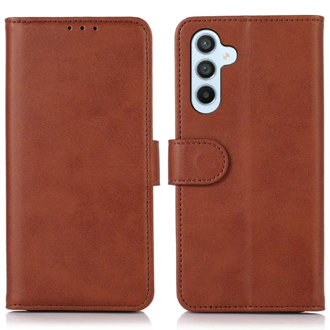 For Samsung Galaxy A26 5G Case Cowhide Texture Leather Wallet Phone Cover with Stand - Brown