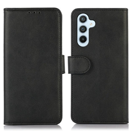 For Samsung Galaxy A26 5G Case Cowhide Texture Leather Wallet Phone Cover with Stand - Black