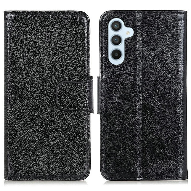 For Samsung Galaxy A26 5G Case Nappa Texture Split Leather Wallet Phone Cover - Black