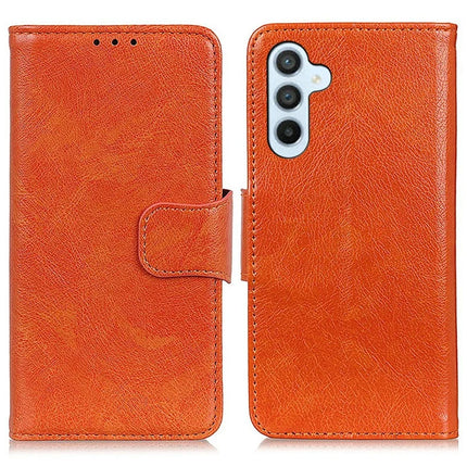 For Samsung Galaxy A26 5G Case Nappa Texture Split Leather Wallet Phone Cover - Orange