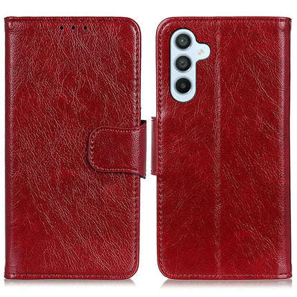 For Samsung Galaxy A26 5G Case Nappa Texture Split Leather Wallet Phone Cover - Red