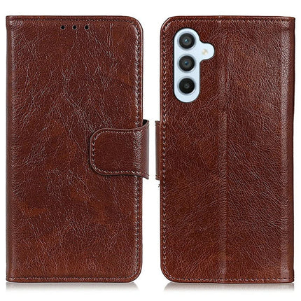 For Samsung Galaxy A26 5G Case Nappa Texture Split Leather Wallet Phone Cover - Brown