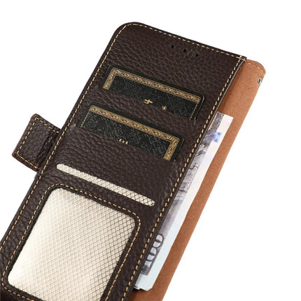 KHAZNEH For Samsung Galaxy A26 5G Phone Case Genuine Cow Leather Cover RFID Blocking