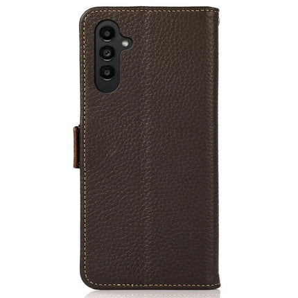 KHAZNEH For Samsung Galaxy A26 5G Phone Case Genuine Cow Leather Cover RFID Blocking