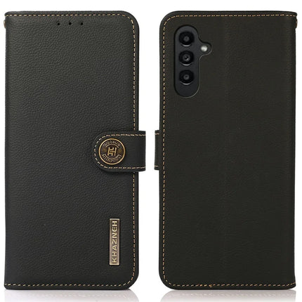 KHAZNEH For Samsung Galaxy A26 5G Case Genuine Cow Leather Wallet Phone Cover - Black