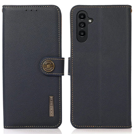KHAZNEH For Samsung Galaxy A26 5G Case Genuine Cow Leather Wallet Phone Cover - Blue