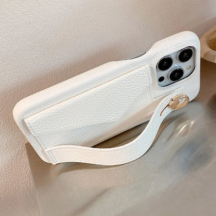 ShopCaseCart Premium Kickstand iPhone 15 Pro Protective cover with Card Slot Wristband Kickstand PU Leather+PET Phone Guard