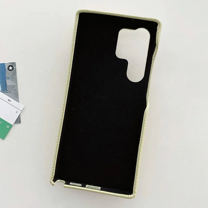 For Samsung Galaxy S23 Ultra Case with Card Slot Wristband Kickstand PU Leather+PET Phone Cover