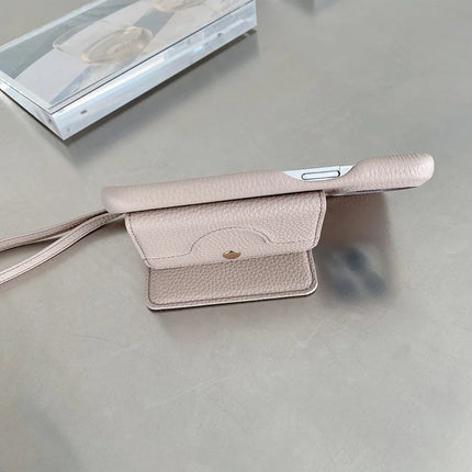 For iPhone 13 Pro Max Case Mirror Design PU Leather Back Cover with Card Slots, Wrist Strap