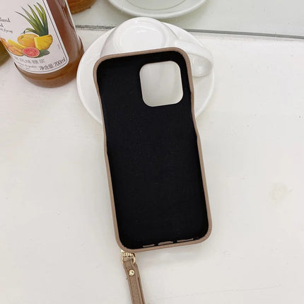 For iPhone 13 Pro Max Case Mirror Design PU Leather Back Cover with Card Slots, Wrist Strap