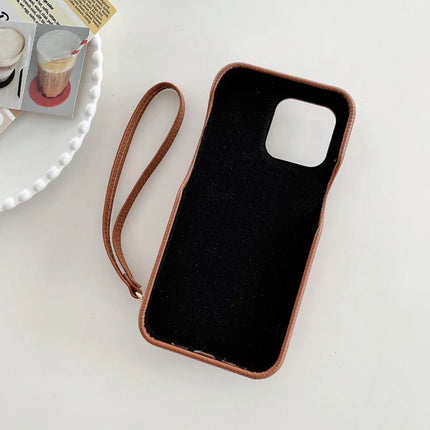 For iPhone 13 Pro Max Case Mirror Design PU Leather Back Cover with Card Slots, Wrist Strap