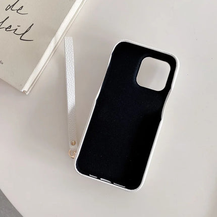 For iPhone 13 Pro Max Case Mirror Design PU Leather Back Cover with Card Slots, Wrist Strap