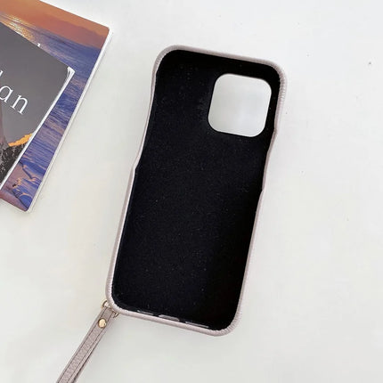 For iPhone 16 Pro Case Mirror Design PU Leather Back Cover with Card Slots, Wrist Strap