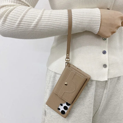 For Samsung Galaxy S23 Ultra Case Mirror Design PU Leather Back Cover with Card Slots, Wrist Strap