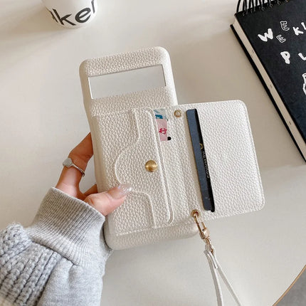 For Google Pixel 8 Pro Case Mirror Design PU Leather Back Cover with Card Slots, Wrist Strap