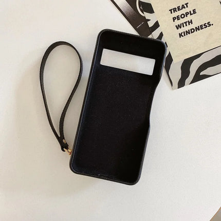 For Google Pixel 8 Pro Case Mirror Design PU Leather Back Cover with Card Slots, Wrist Strap