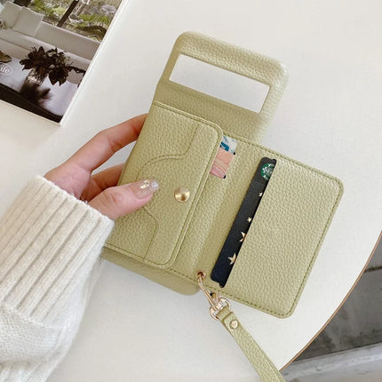 For Google Pixel 8 Pro Case Mirror Design PU Leather Back Cover with Card Slots, Wrist Strap
