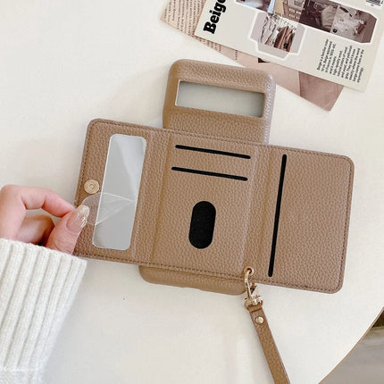 For Google Pixel 8 Pro Case Mirror Design PU Leather Back Cover with Card Slots, Wrist Strap