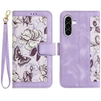For Samsung Galaxy A26 5G Case PU Leather Floral Phone Cover with Card Slots - Light Purple