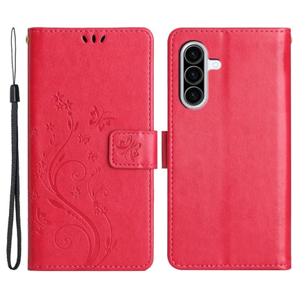 For Samsung Galaxy A26 5G Case PU Leather Phone Wallet Cover with Strap - Red