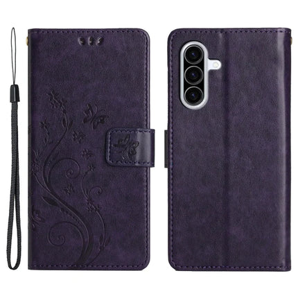 For Samsung Galaxy A26 5G Case PU Leather Phone Wallet Cover with Strap - Dark Purple