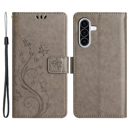 For Samsung Galaxy A26 5G Case PU Leather Phone Wallet Cover with Strap - Grey