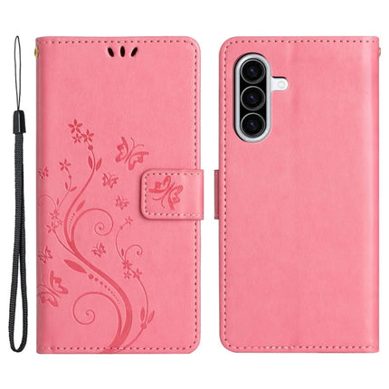 For Samsung Galaxy A26 5G Case PU Leather Phone Wallet Cover with Strap - Pink