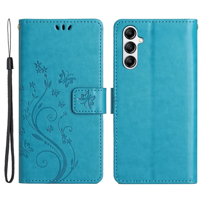 For Samsung Galaxy A56 5G Case PU Leather Phone Wallet Cover with Strap - Blue
