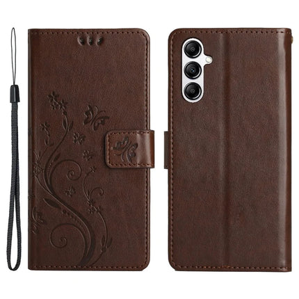 For Samsung Galaxy A56 5G Case PU Leather Phone Wallet Cover with Strap - Brown