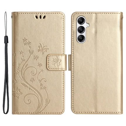 For Samsung Galaxy A56 5G Case PU Leather Phone Wallet Cover with Strap - Gold