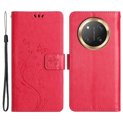 For Honor Magic7 Lite 5G / X9c 5G / X60 Pro 5G Case PU Leather Phone Wallet Cover with Strap - Red