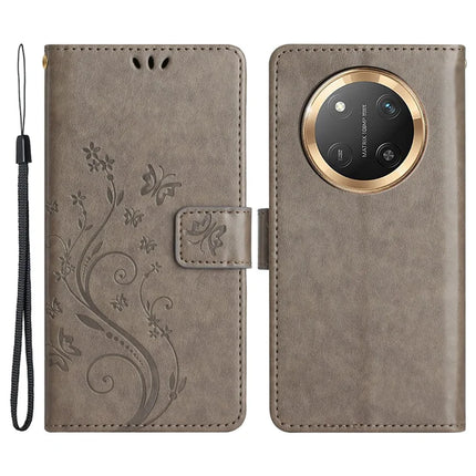 For Honor Magic7 Lite 5G / X9c 5G / X60 Pro 5G Case PU Leather Phone Wallet Cover with Strap - Grey