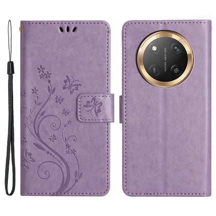 For Honor Magic7 Lite 5G / X9c 5G / X60 Pro 5G Case PU Leather Phone Wallet Cover with Strap - Light Purple