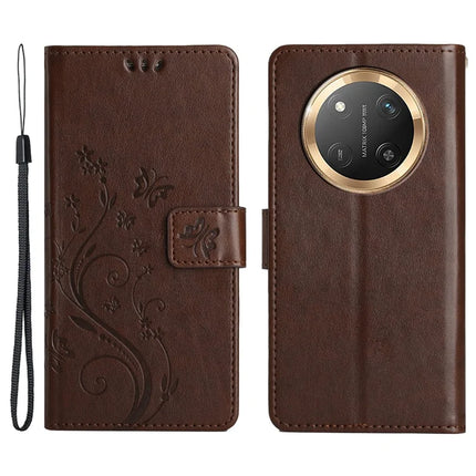 For Honor Magic7 Lite 5G / X9c 5G / X60 Pro 5G Case PU Leather Phone Wallet Cover with Strap - Brown