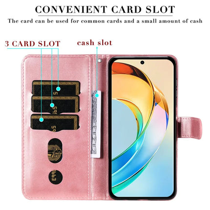 For Honor X60 5G Case Zipper Wallet Calf Texture PU Leather Phone Cover