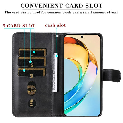 For Honor X60 5G Case Zipper Wallet Calf Texture PU Leather Phone Cover