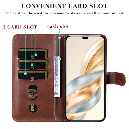 Zipper Wallet Case for Honor Magic7 Lite 5G / X9c 5G / X60 Pro 5G Calf Texture Leather Phone Cover