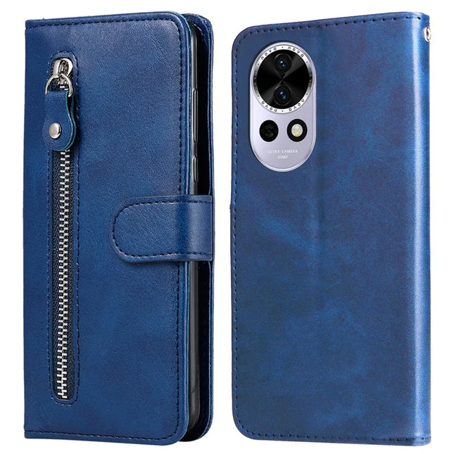 For Huawei nova 13 5G / nova 12 5G Case Zipper Wallet Calf Texture PU Leather Phone Cover - Blue