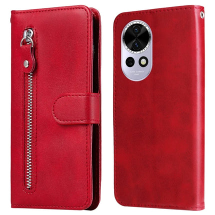 For Huawei nova 13 5G / nova 12 5G Case Zipper Wallet Calf Texture PU Leather Phone Cover - Red