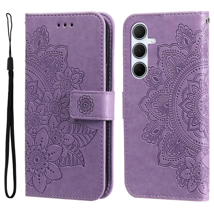 For Samsung Galaxy A56 5G Case PU Leather Wallet Floral Phone Cover Stand View - Purple