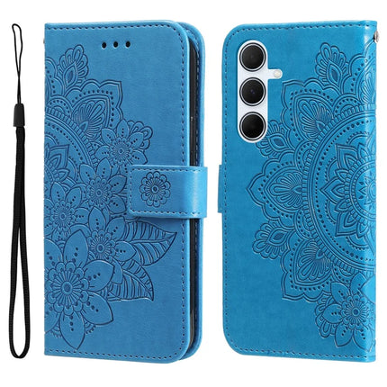 For Samsung Galaxy A56 5G Case PU Leather Wallet Floral Phone Cover Stand View - Blue