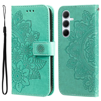 For Samsung Galaxy A56 5G Case PU Leather Wallet Floral Phone Cover Stand View - Green