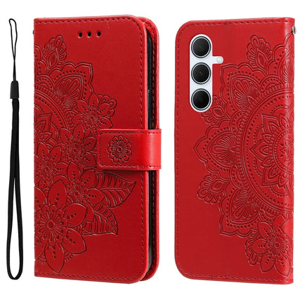 For Samsung Galaxy A56 5G Case PU Leather Wallet Floral Phone Cover Stand View - Red