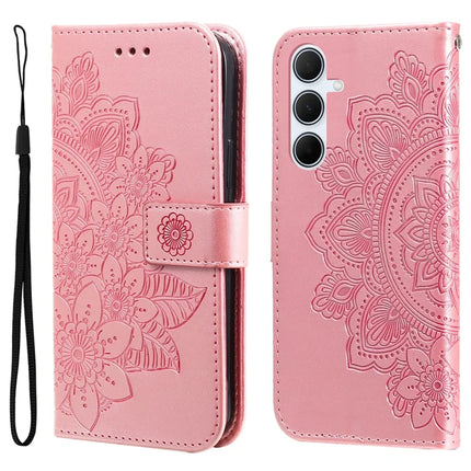 For Samsung Galaxy A56 5G Case PU Leather Wallet Floral Phone Cover Stand View - Pink
