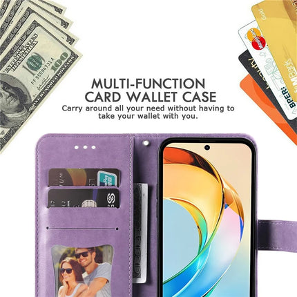 For Honor X60 5G Case PU Leather Wallet Floral Phone Cover Stand View