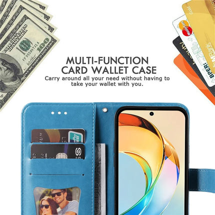 For Honor X60 5G Case PU Leather Wallet Floral Phone Cover Stand View